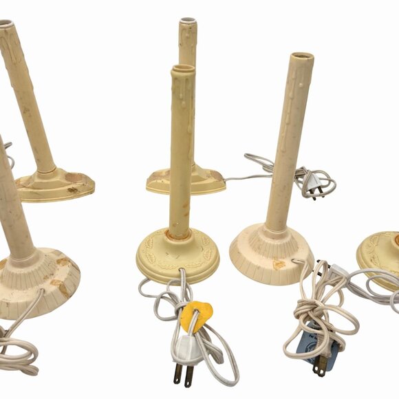 VINTAGE SET OF 7 ELECTRIC IVORY DRIP CANDLE STICK LAMPS CHRISTMAS OR YEAR ROUND - Picture 8 of 9